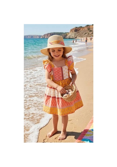 Eray Alp Kids Kız Çocuk Çok Renkli Fırfırlı Elbise Yazlık Günlük Model