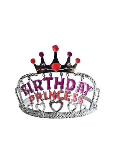 Taç Plastik Birthday Princess Geçmeli Demonte Pembe-gümüş Renkli Diğer