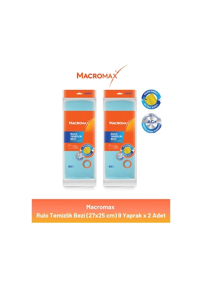 Macromax Rulo Temizlik Bezi 27x25 Cm 9 Yaprak X 2 Adet