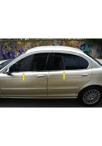 Jaguar X-type Uyumlu Krom Cam Çıtası 4 Parça Paslanmaz Çelik