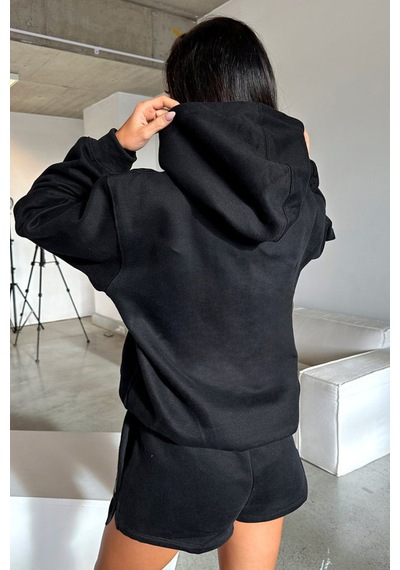 Thatsso Fetch Series 5 Sweatshirt - Siyah Baskılı Oversize Kapüşonlu Siyah