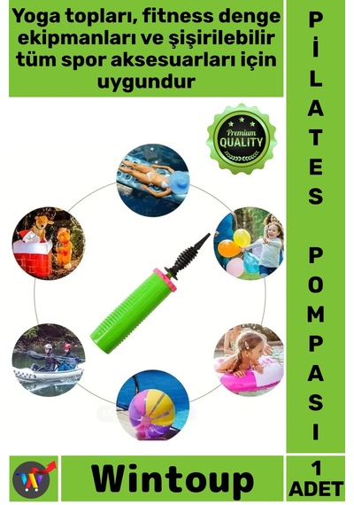 Pompa Egzersiz Top Şişirme Aparatı Pratik Hızlı El Tipi Dayanıklı Fitness Antrenman Pilates Pompası Çok Renkli