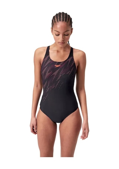 Speedo Hyper Boom Yerleştirmeli Kaslı Sırt Kadın Mayosu Siyah-bordo Siyah