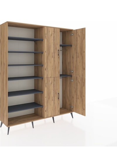 Hyperion Gardrop 8 Raflı 4 Kapaklı 2 Askılı 176x44x221 Çam-çam/antrasit Çam/antrasit Hyperion Gardrop 8 Raflı 4 Kapaklı 2 Askılı 176x44x221 Çam-çam/antrasit Çam/antrasit