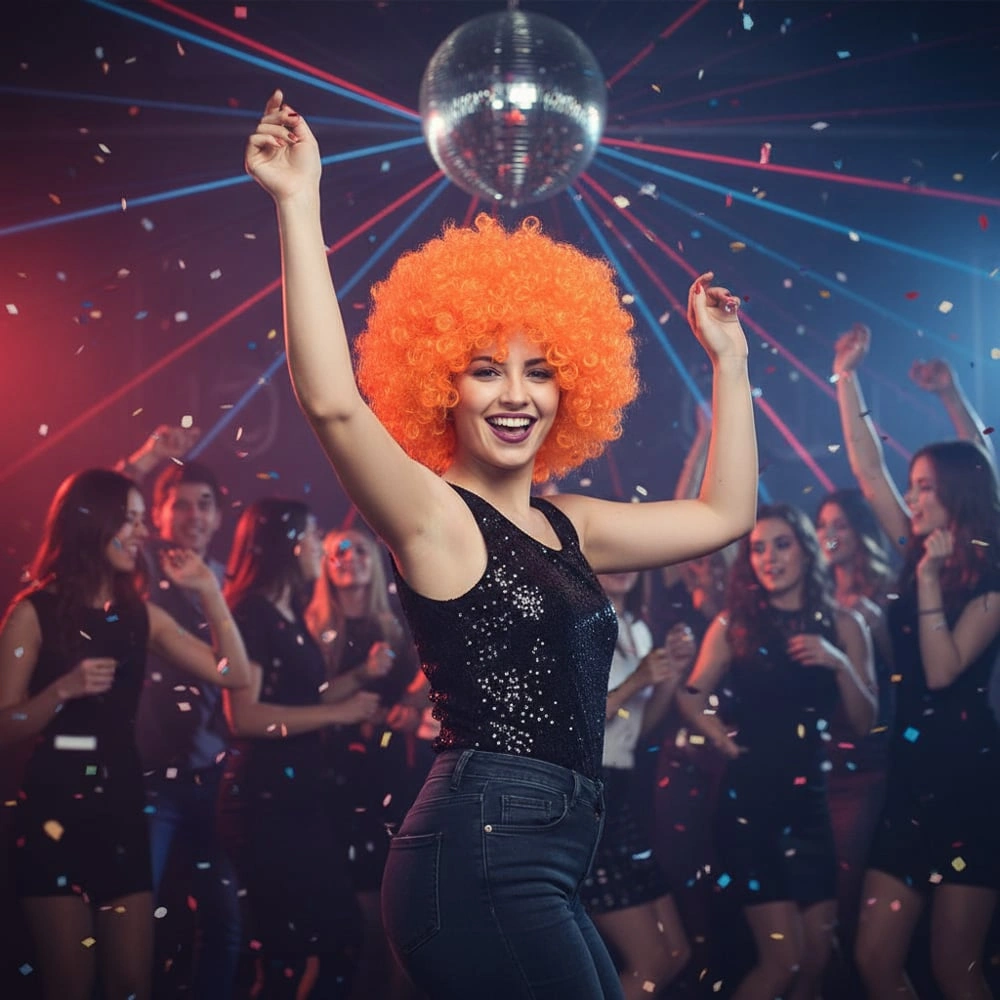 Animasyon Parti Ve Palyaço Peruğu / Turuncu - Elm-01-462286 Çok Renkli