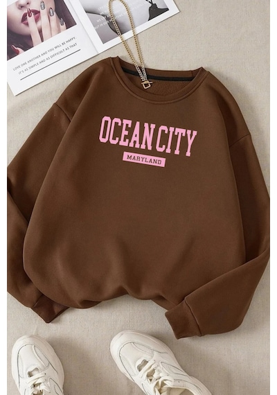 Startmore Ocean Cıty Bisiklet Yaka Sweatshırt 3-12 Yaş Arası Mevcuttur Kahverengi