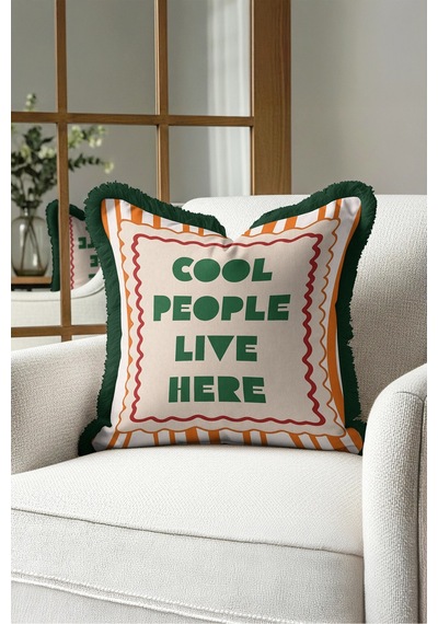Cool People Live Here Retro Saçaklı Yastık Kılıfı-turuncu Bohem Yeşil Siyah Püsküllü Kırlent Kılıfı Kayıp Sahil Ritüel Cool People Live Here Retro Saçaklı Yastık Kılıfı-turuncu Bohem Yeşil Siyah Püsküllü Kırlent Kılıfı Kayıp Sahil Ritüel