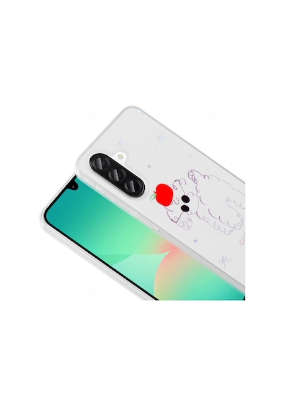 More Tr Samsung Uyumlu Galaxy A26 Kılıf Şeffaf Figürlü Zore Folk Sert Kapak - Fiyonk Beyaz