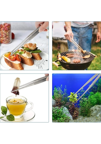 Cımbız Maşa Pişirme Cımbızı Çelik 27 Cm Profesyonel Şef Cımbızı Şef Maşası Paslanmaz Çelik Metalik