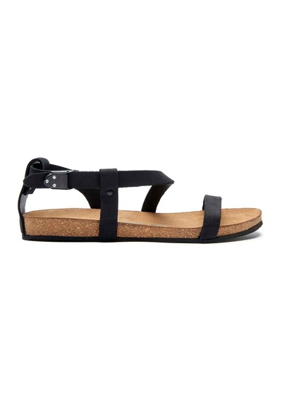 Comfortfusse Grady - Kadın Ortopedik Hakiki Deri Sandalet Siyah Nubuk Deri