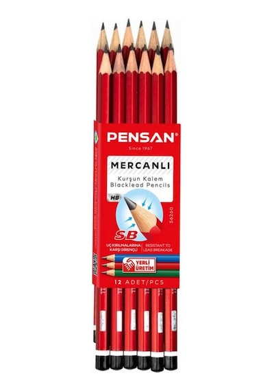 Pensan Mercanlı Kurşun Kalem - 12 Adet Siyah