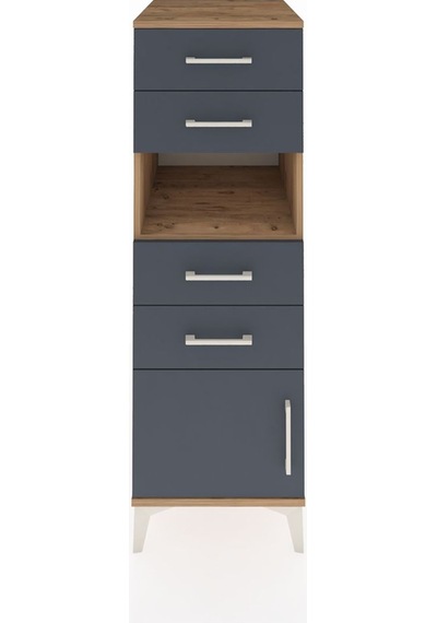 Kronos Dolap Tek Raflı 4 Çekmeceli Tek Kapaklı 44x59x134 Çam-... Çam