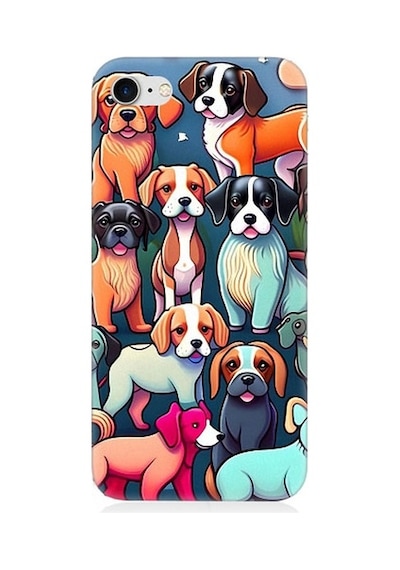 Apple Uyumlu iPhone 8 Sevimli Pastel Köpekler Desenli Silikon Kılıf