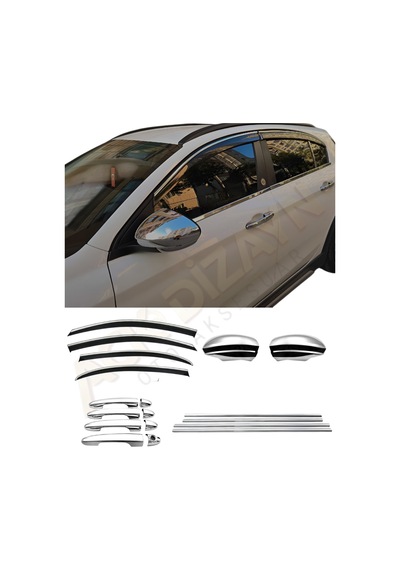 Fiat Egea 4'lü Premium Set Krom Cam Rüzgarlığı-krom Ayna Kapağı-cam Çıtası-krom Kapı Kol A+