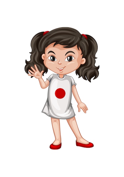 Paybuy Çocuk Tişört Kawaii Kız Karakteri Kalpli Gözler Fiyonklu Baskılı beyaz
