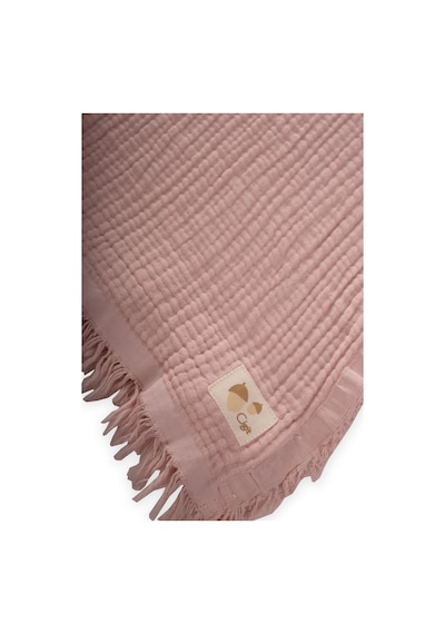 Cigit Dört Kat Püsküllü Battaniye 80x120 Cm Pudra Pembe Pudra