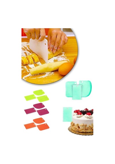 3lü Hamur Kesme Kazıma Aparatı Hamur Pasta Börek Kek Çörek Şekillendirici Kazıyıcı Set Renkli - 655160964 Renkli