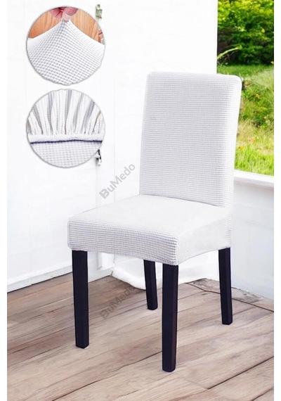 Bambu Sandalye Örtüsü 6 Adet Beyaz Çok Renkli
