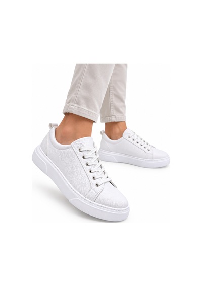 Yalçın Erkek Casual Bağcıklı Ortopedik Rahat Kaymaz Taban Sneaker Ayakkabı Beyaz - 919615758 Beyaz