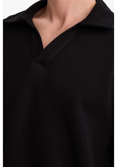 Defacto Boxy Fit Polo Yaka Sweatshirt G6475ax25wnbk81 Siyah-bk81