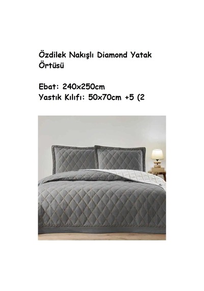Özdilek Nakışlı -diamond Antrasit- Çift Kişilik Yatak Örtüsü