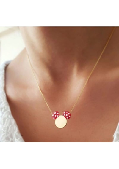 Vog Kırmızı Kulaklı Mickey 925 Ayar Gümüş Sevgiliye,arkadaşa Hediye Kolye
