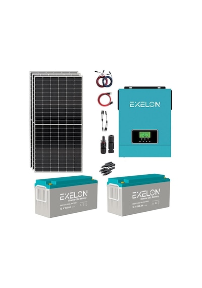 Güneş Enerjisi Bağ Evi Solar Paketi 3KVA İnverter 350W Güneş Paneli 150AH Jel Akü