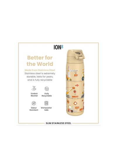 Ion8 - Paslanmaz Çelik İnce Suluk - İş Makineleri - 600 Ml - Sızdırmaz Çok Renkli
