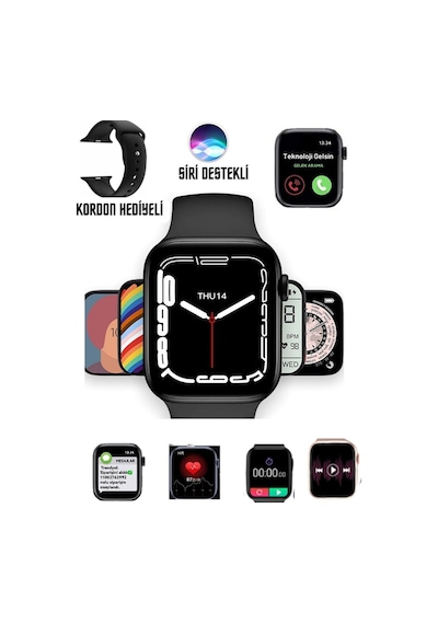 7.nesil Akıllı Saat Smart Watch 7 Plus Profesyonel Kablosuz Şarj Siri Destekli Çift Tuş Aktif Arama