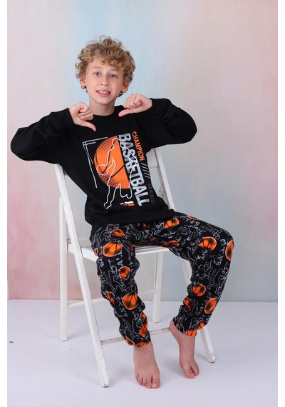 Yeni Sezon Erkek Çocuk Gez Garson Basketball Uzun Kollu Pamuk İnterlok Pijama Takımı 5154-siyah Siyah Yeni Sezon Erkek Çocuk Gez Garson Basketball Uzun Kollu Pamuk İnterlok Pijama Takımı 5154-siyah Siyah