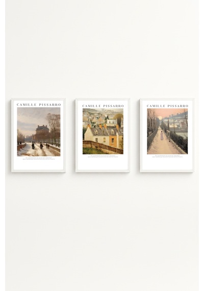 Beyaz Ahşap Çerçeveli Camille Pissarro Tablo Seti Huhu550