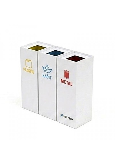 3 Lü Sıfır Atık Geri Dönüşüm Kutusu Sak-409 Metal Atık Ayrıştırma Ünitesi Hey Çelik