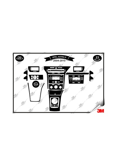Opel Astra H 2004-2015 Torpido Konsol Trim Göğüs Maun Kaplama Set 23 Parça Siyah