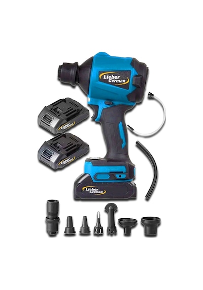 Lieber German Teknoloji 21v 3 Ah Çift Kompresörlü 7 Pcs Hava Üfleme /emme Lastik Şişirme Makinesi