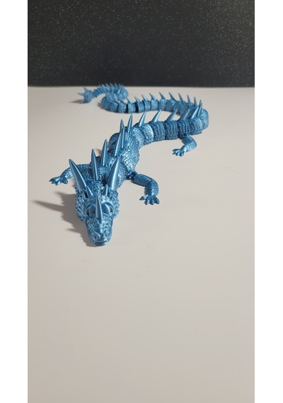 55 Cm 3d Baskı Mavi Ejderha Figürü Hareketli Eklemli Dragon Metalik Görünümlü Dekoratif Masaüstü Süs Koleksiyonluk Hediyelik