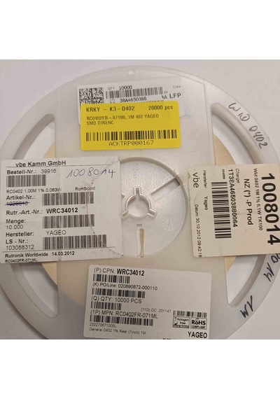 Rc0402fr-071ml 1m 402 Yageo Smd Direnç 750 Adet