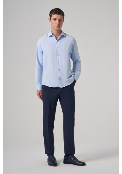 Morven Erkek A. Mavi Polyester Trend Desenli Dynamic Fit İtalyan Yaka Gömlek 26mc004021311 A. Mavi