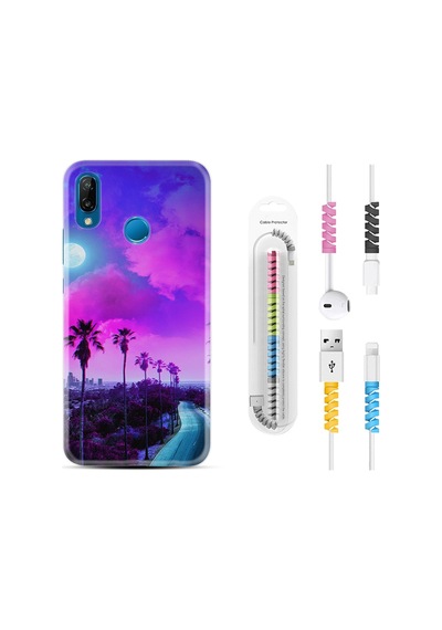 Huawei P20 Lite Kılıf Kablo Koruyuculu Purple Way 1843