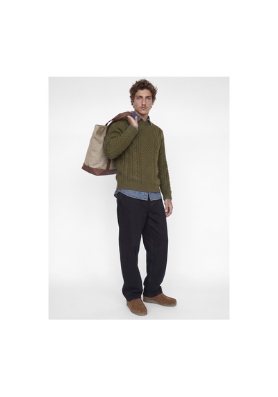 Jack & Jones Jprblucallum Cable Knıt Crew Neck Haki