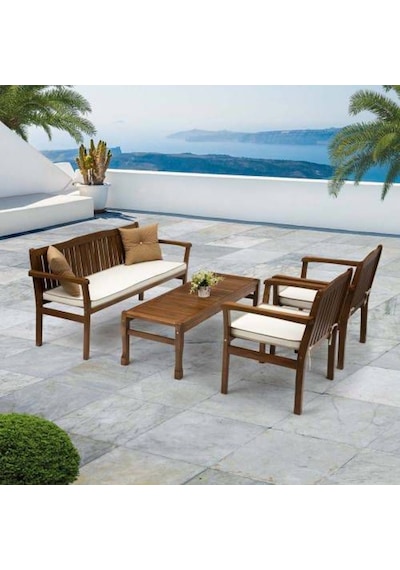 Bodrum Ahşap Bahçe Balkon Oturma Grubu 5 Kişilik + Sehpa Bodrum Ahşap Bahçe Balkon Oturma Grubu 5 Kişilik + Sehpa