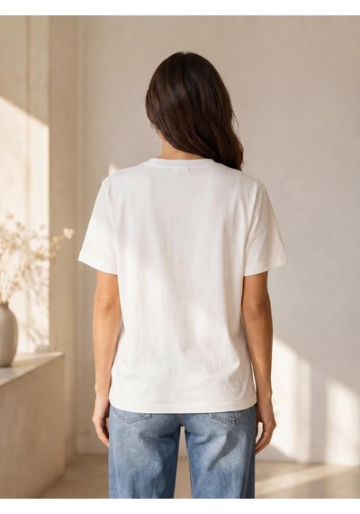 Nealirsanall.com Kadın Beyaz Giants New York Baskılı Oversize T-shirt - Kolej Tişörtü Ekru
