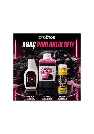 Araç Parlaklık Seti 3 Lü Pembe Köpük, Demir Tozu Ve Jant Temizleyici, Hızlı Cila