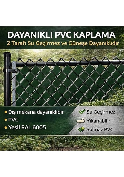 Tel Koruma Kapatma Gizlilik Pvc Çit Şeridi 50 Metre 5cm Yeşil