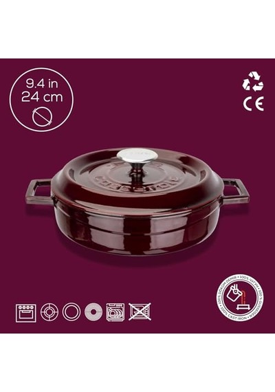 Metal Premium Serisi - Döküm Çok Amaçlı Tencere, Yuvarlak, 24 Cm, Majolik Mor Diğer