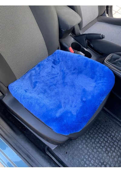 Yumuşak Tüylü Peluş Serme Oto Koltuk Koruyucu Minder Ön Tekli Mavi