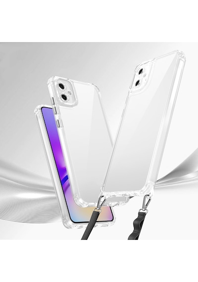 Zore Samsung Galaxy A06 Uyumlu Kılıf Airbagli Takılabilir Askı Aparatlı Omsy Snap Silikon Kapak-şeffaf Şeffaf