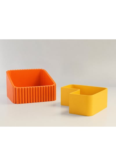 3d Baskı Fıstık Kasesi - Çift Hazneli Kabuk Ayırıcı Sunum Kasesi - Turuncu Sarı Diğer