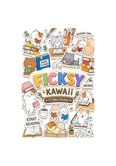 Kawaii Stili Sevimli Hayvanlar Kitap Tutkunu Temalı Sticker Seti - 17 Adet Etiket Çıkartma Diğer