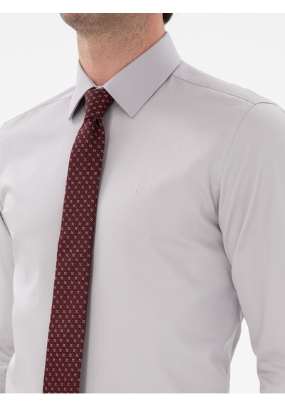 Cacharel Açık Gri Slim Fit Klasik Yaka Basic Gömlek