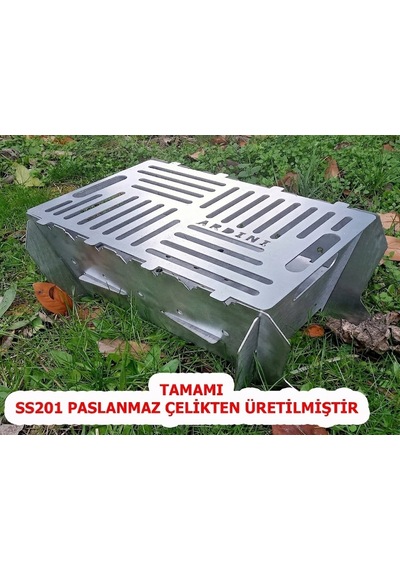 Lazer Tamamı Paslanmaz Çelik Mangal Portatif Pratik Katlanabilir 41x25 Cm Çok Renkli